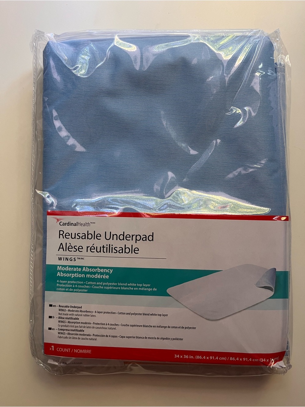 Cardinal Health Reusable Underpad - Blue size 34x36in